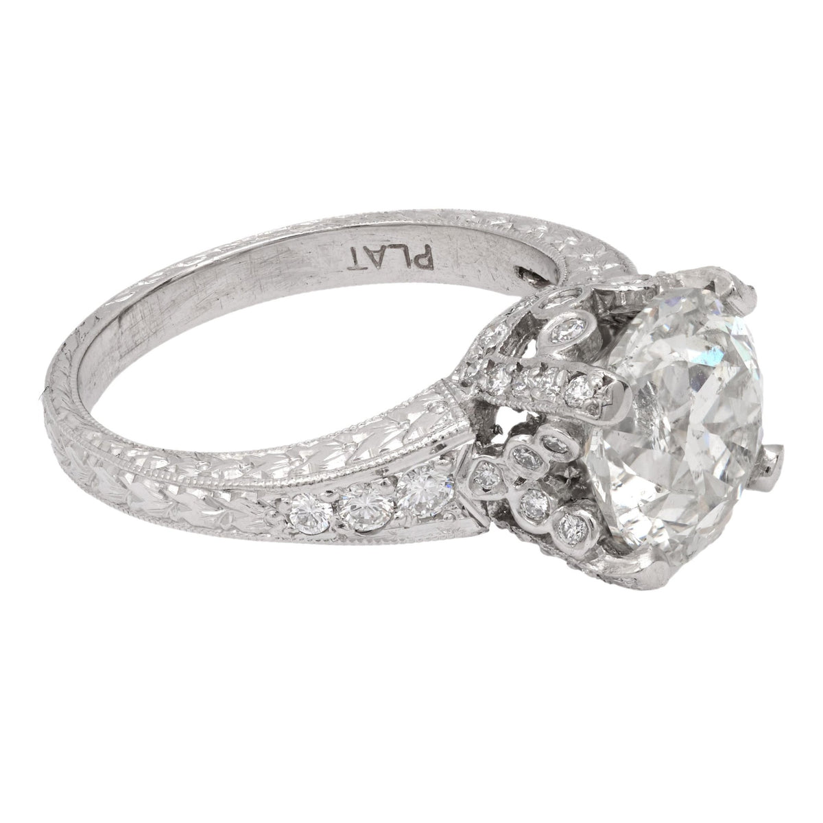 Modern GIA 3.00 carat diamond Art Deco style engagement ring