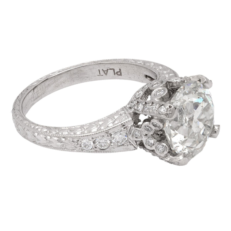 Modern GIA 3.00 carat diamond Art Deco style engagement ring