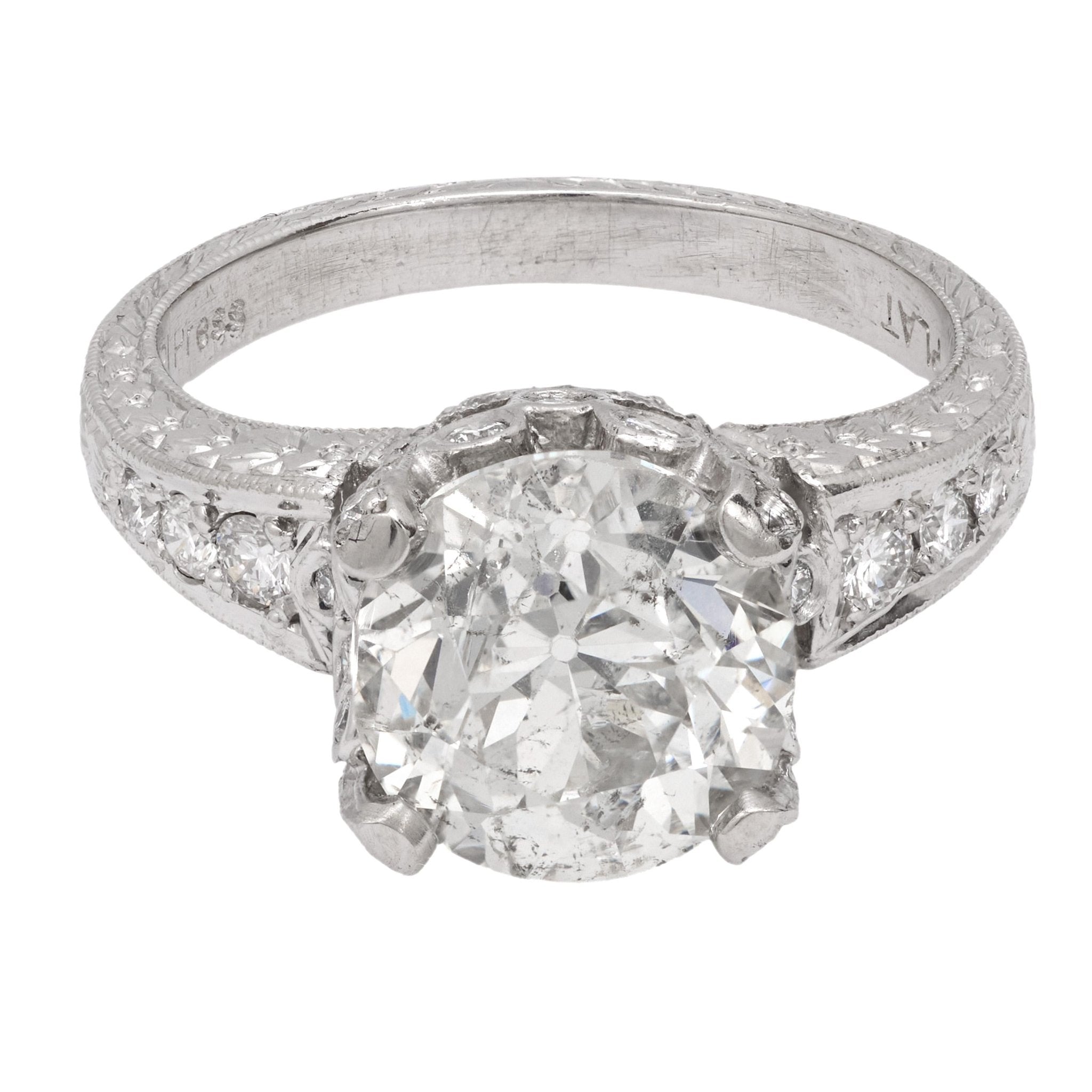 Modern GIA 3.00 carat diamond Art Deco style engagement ring
