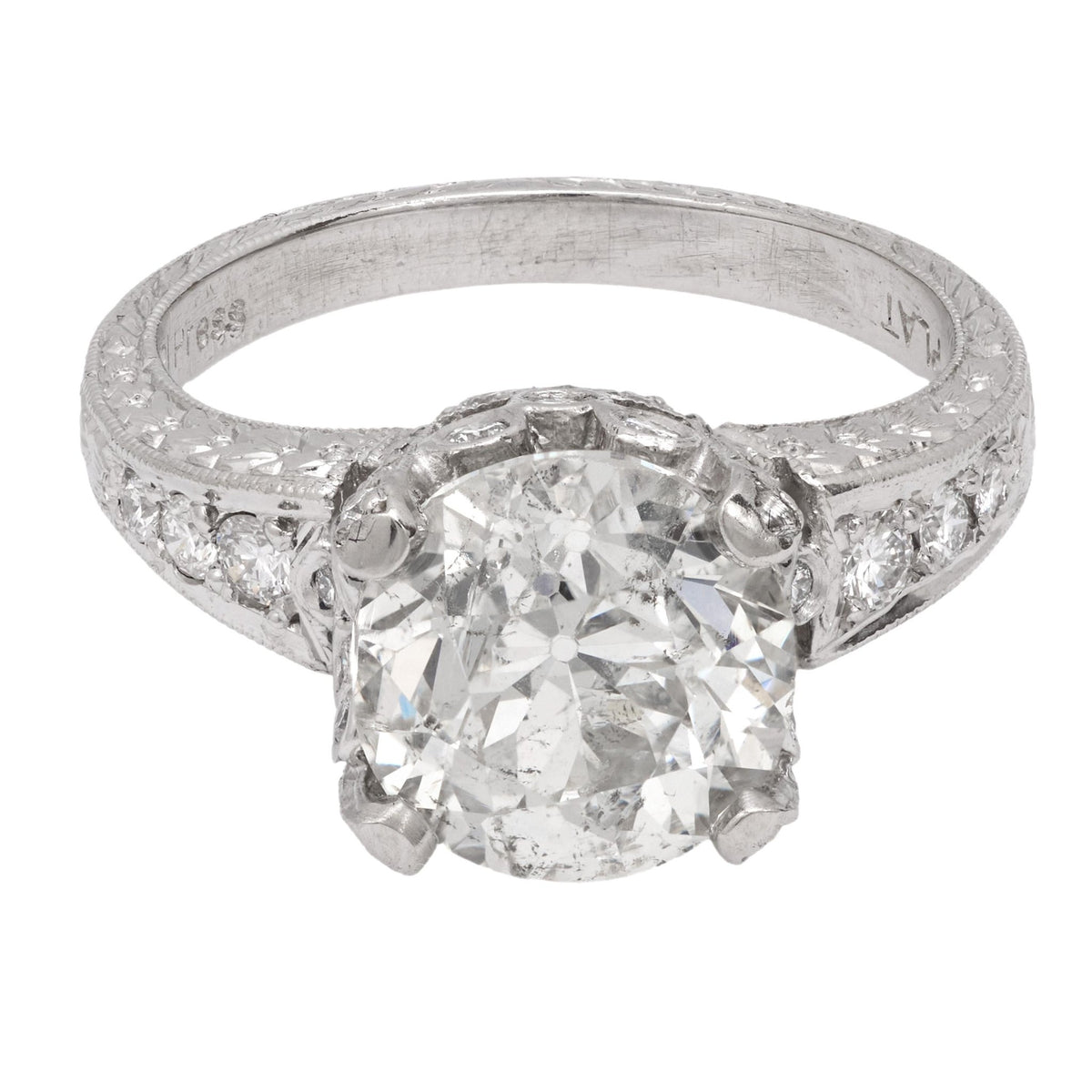 Modern GIA 3.00 carat diamond Art Deco style engagement ring