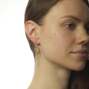 Victorian French diamond 18k yellow gold hoop earrings