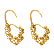 Victorian French diamond 18k yellow gold hoop earrings