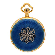 Victorian diamond enamel 18k yellow gold timepiece pendant