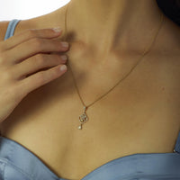 Victorian old cut diamond pearl 18k yellow gold enamel necklace