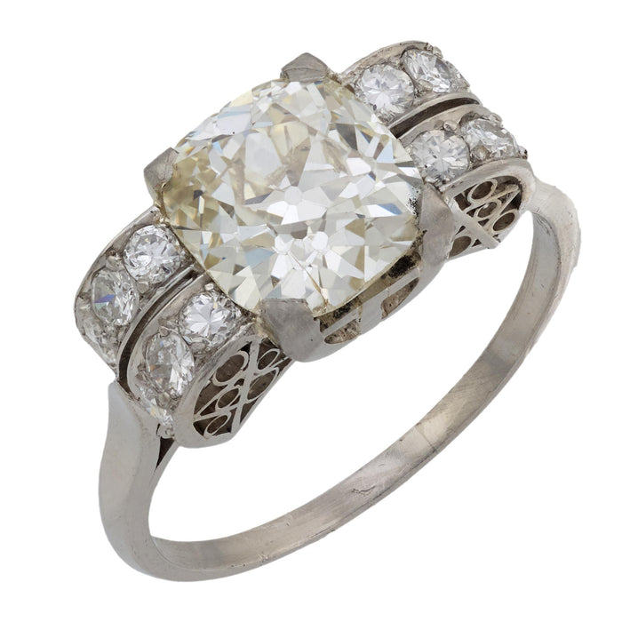 Art Deco GIA 2.37 carat diamond platinum engagement ring