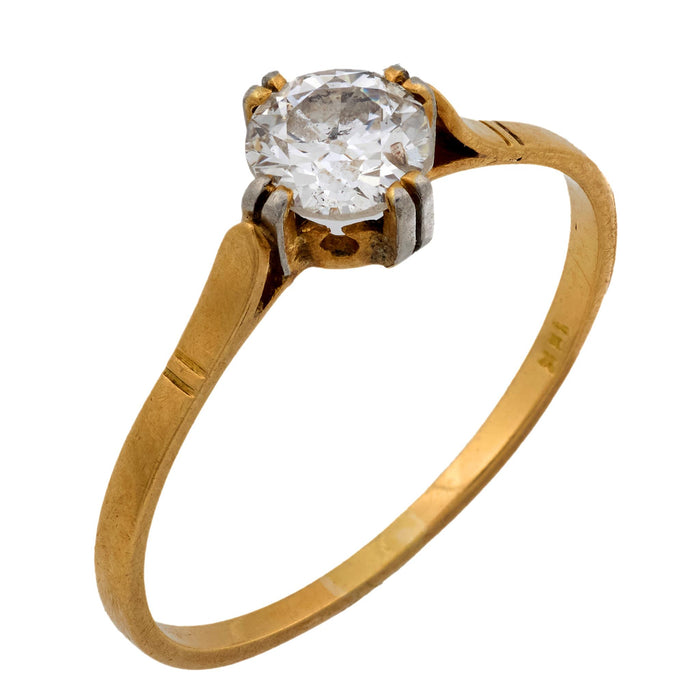Victorian diamond 14k yellow gold solitaire engagement ring