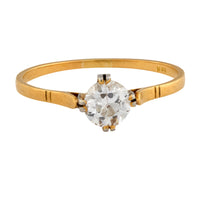 Victorian diamond 14k yellow gold solitaire engagement ring