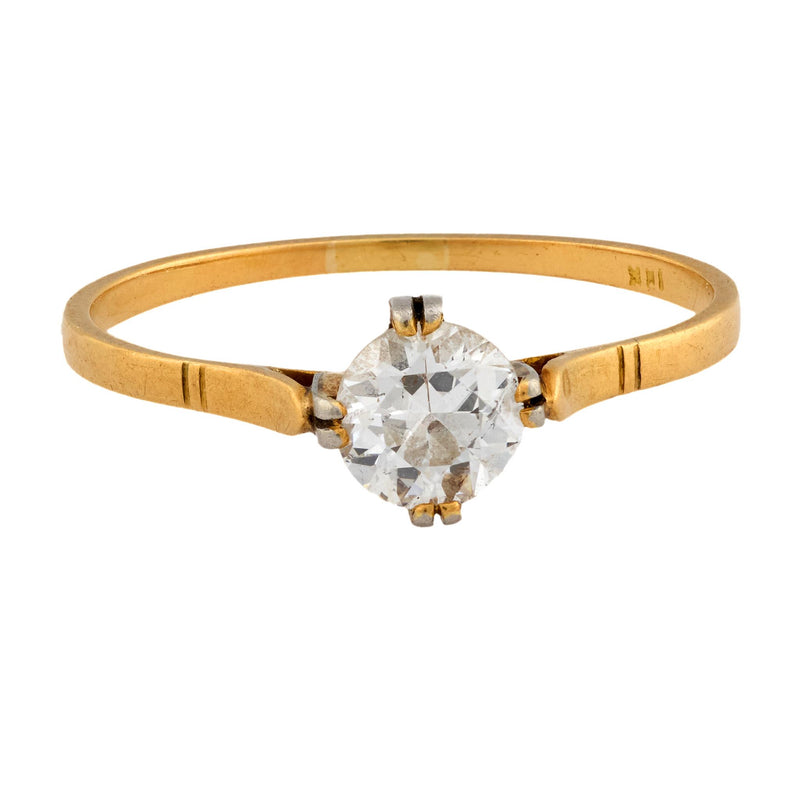Victorian diamond 14k yellow gold solitaire engagement ring