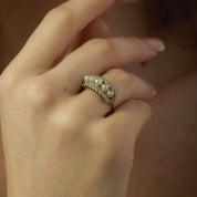 Art Deco pearl diamond platinum ring