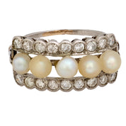 Art Deco pearl diamond platinum ring