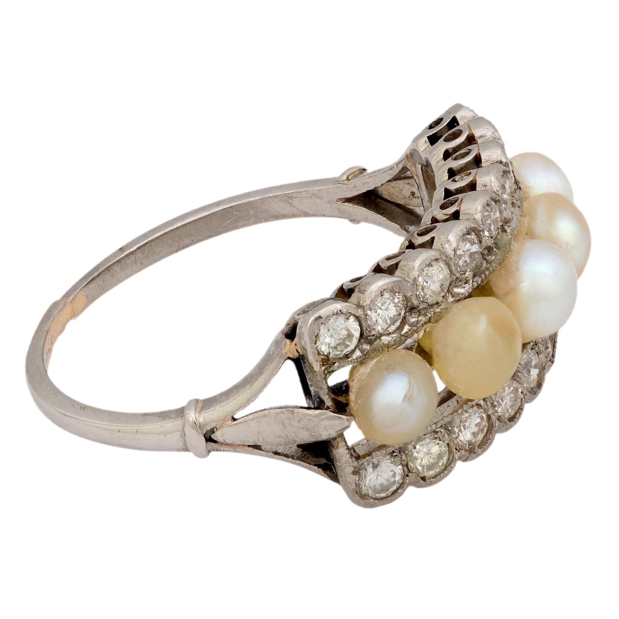 Art Deco pearl diamond platinum ring