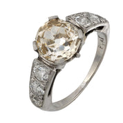 Art Deco GIA 1.70 carat old mine cut diamond platinum engagement ring