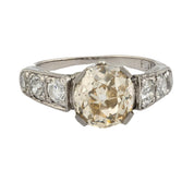 Art Deco GIA 1.70 carat old mine cut diamond platinum engagement ring