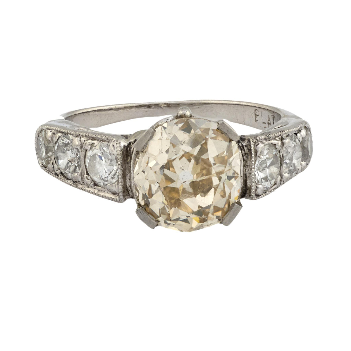 Art Deco GIA 1.70 carat old mine cut diamond platinum engagement ring