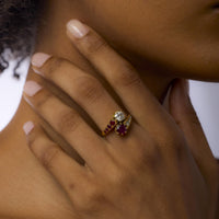Retro French diamond ruby 18k yellow gold Toi Et Moi ring