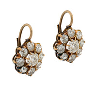 Victorian 3.63 carat diamond 14k yellow gold cluster earrings