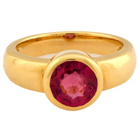 Vintage pink tourmaline 18k yellow gold bezel ring