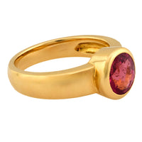 Vintage pink tourmaline 18k yellow gold bezel ring