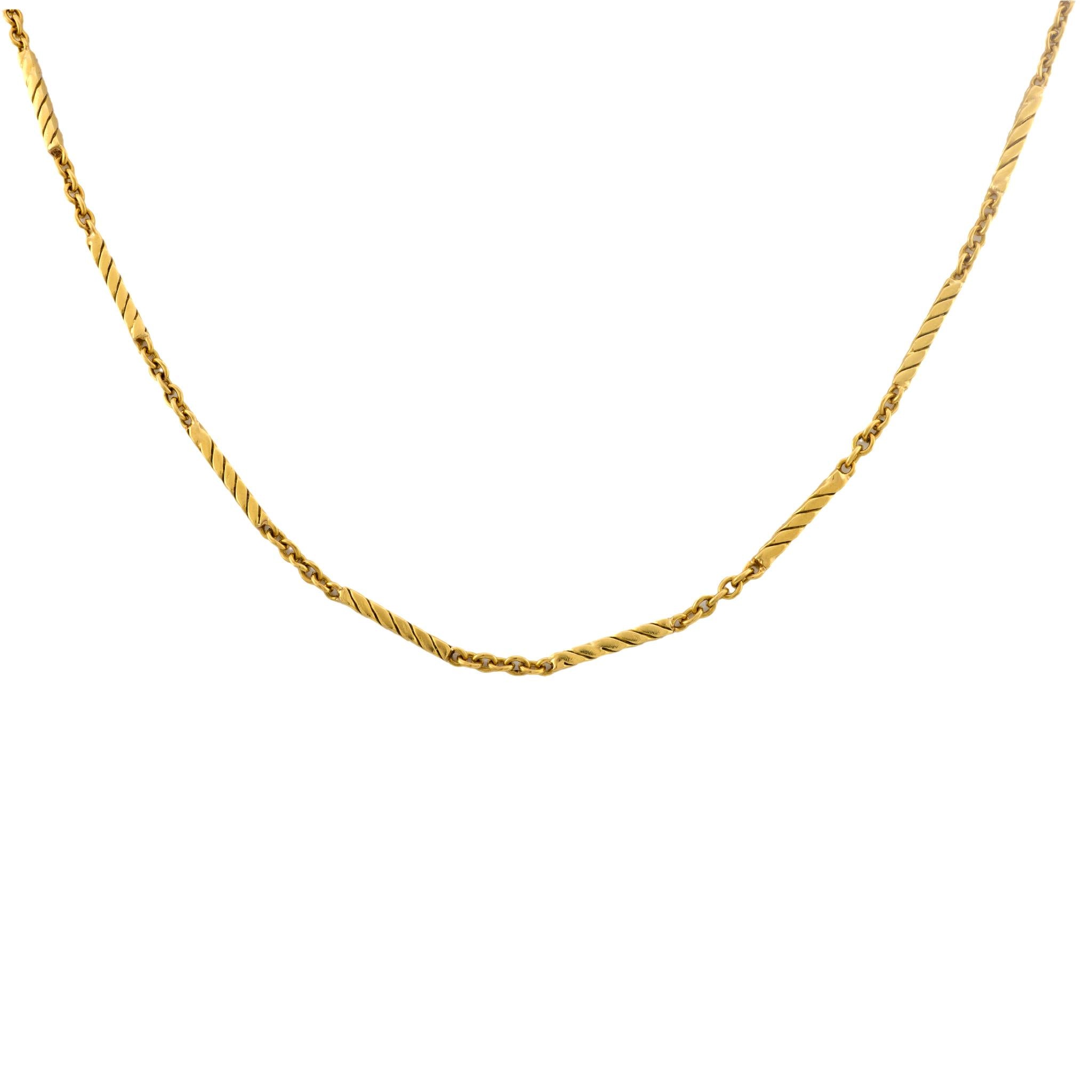 Vintage French 18k yellow gold bar chain necklace
