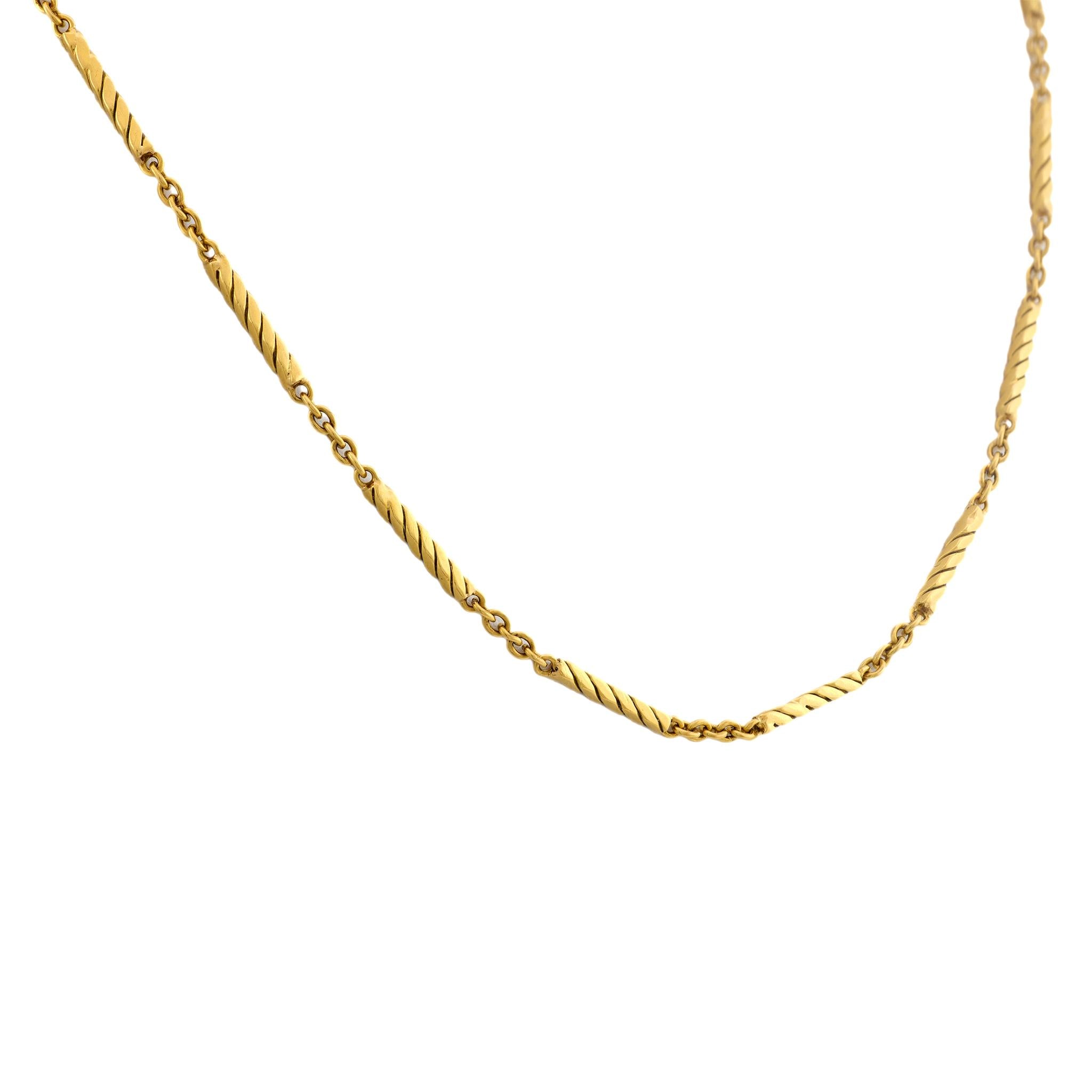 Vintage French 18k yellow gold bar chain necklace