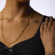Vintage French 18k yellow gold bar chain necklace