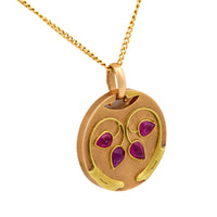 Victorian ruby 14k yellow and rose gold locket pendant necklace
