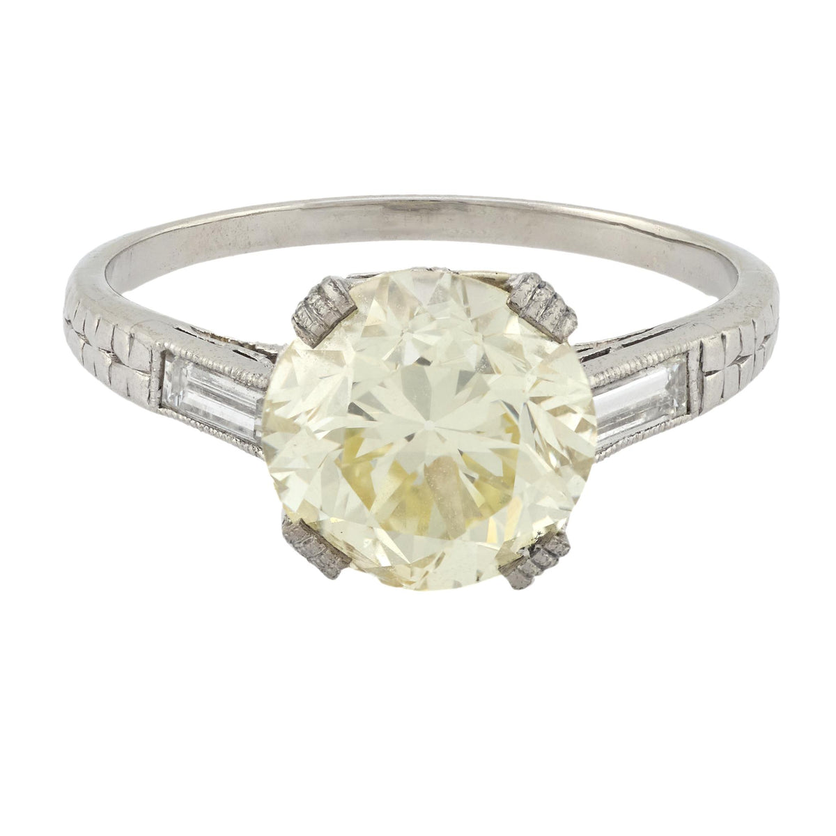 Art Deco GIA 2.63 carat diamond platinum engagement ring