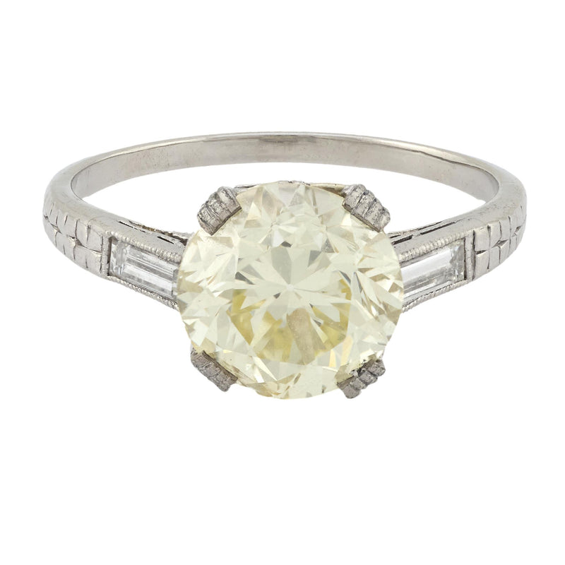 Art Deco GIA 2.63 carat diamond platinum engagement ring