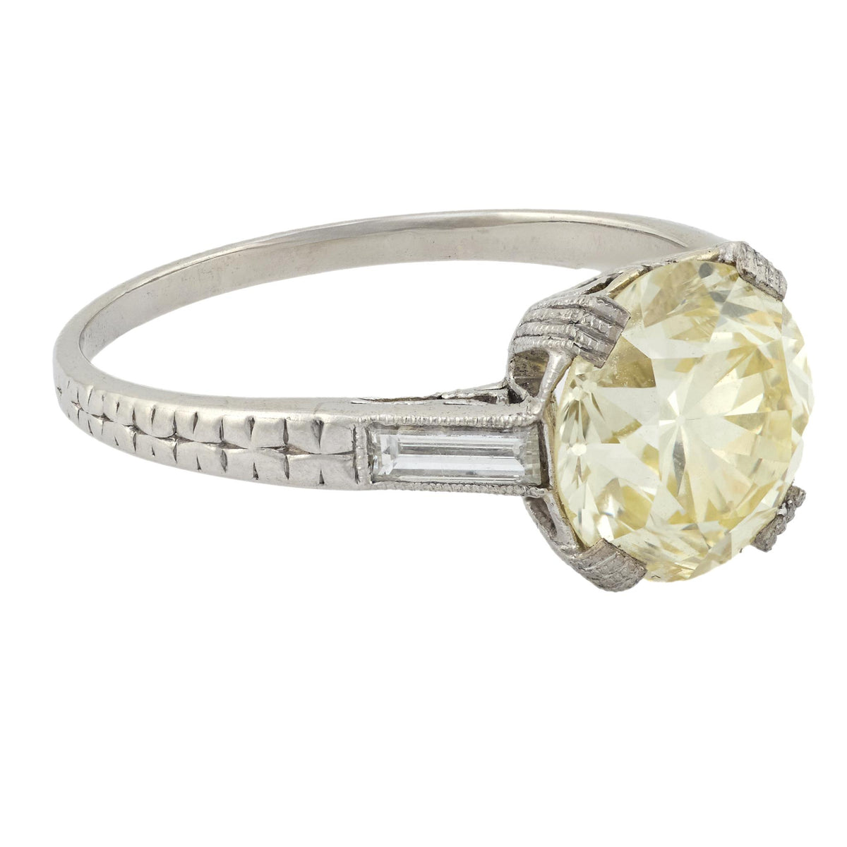 Art Deco GIA 2.63 carat diamond platinum engagement ring