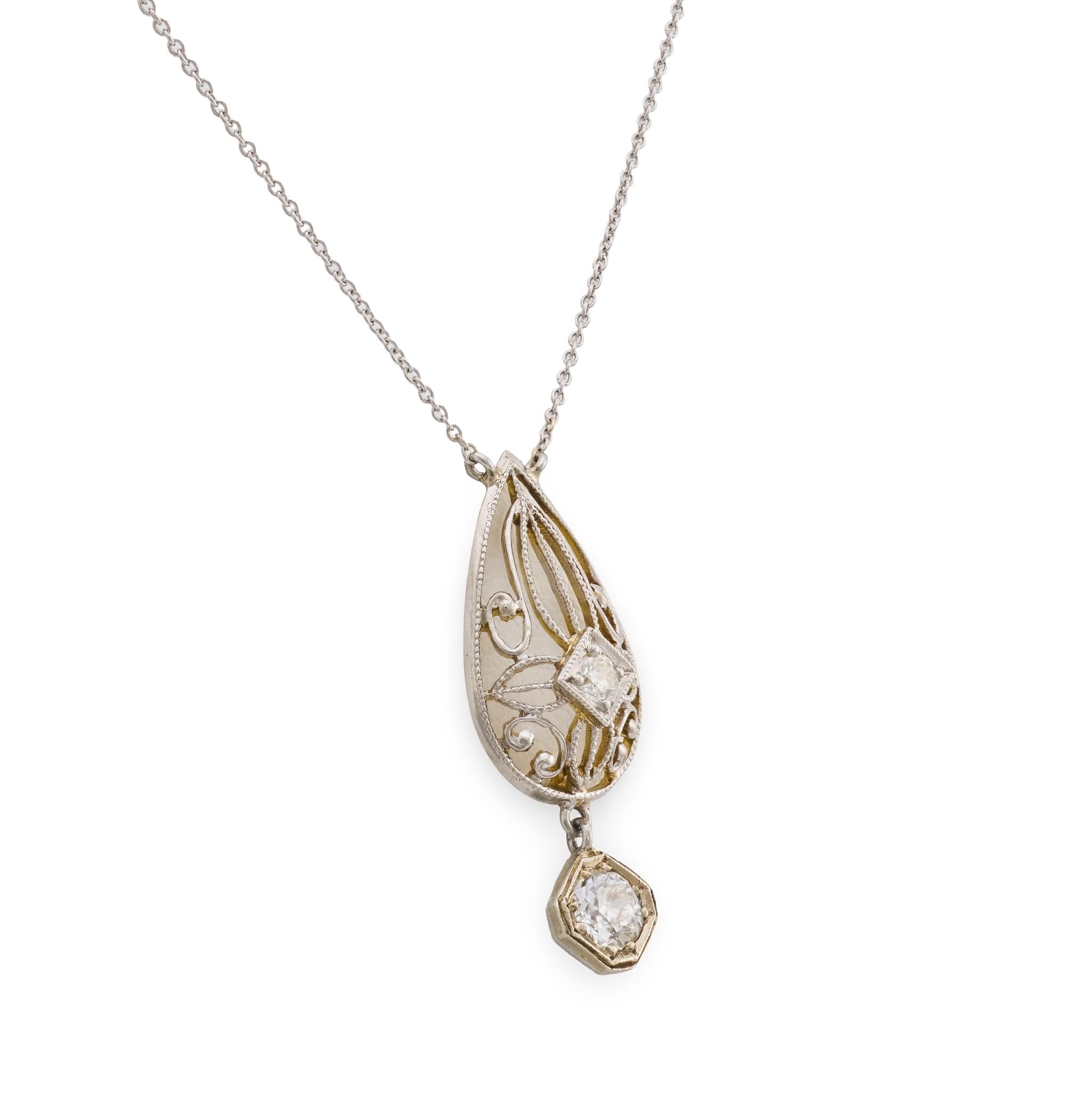 Victorian diamond 14k yellow gold necklace