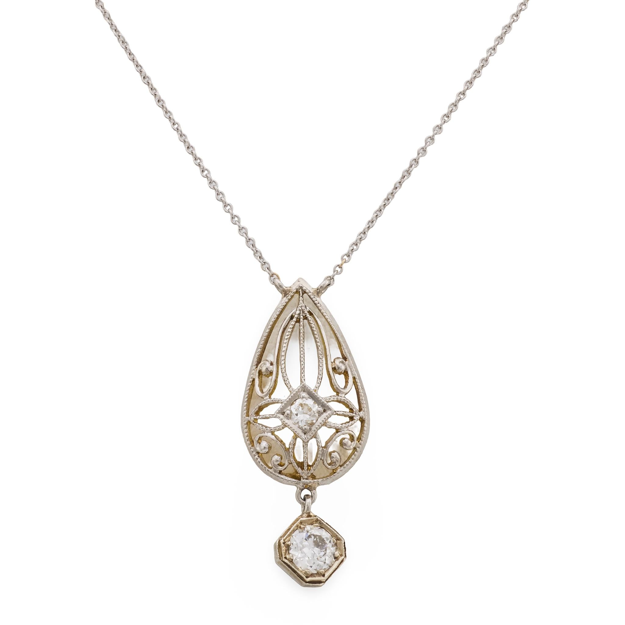 Victorian diamond 14k yellow gold necklace