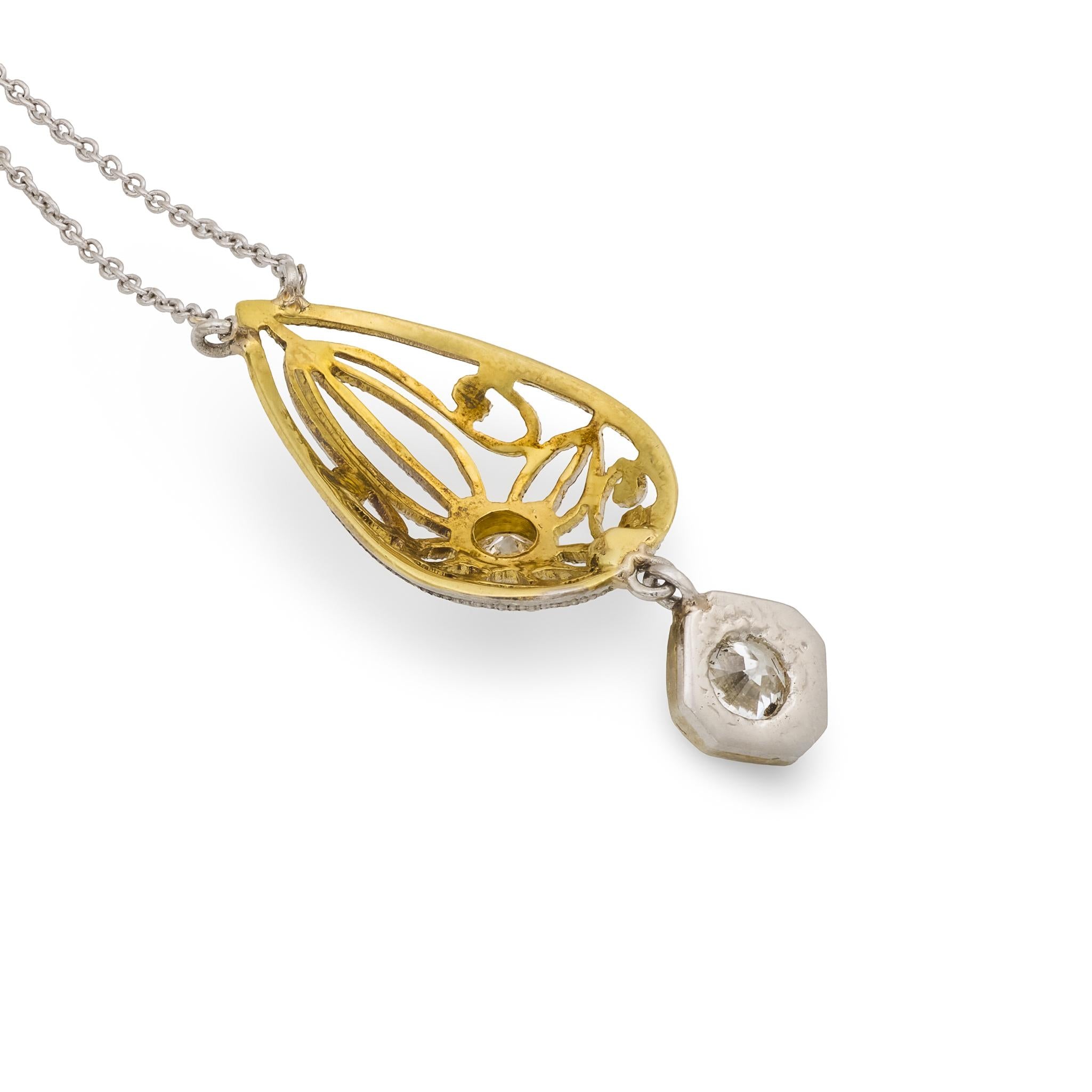 Victorian diamond 14k yellow gold necklace