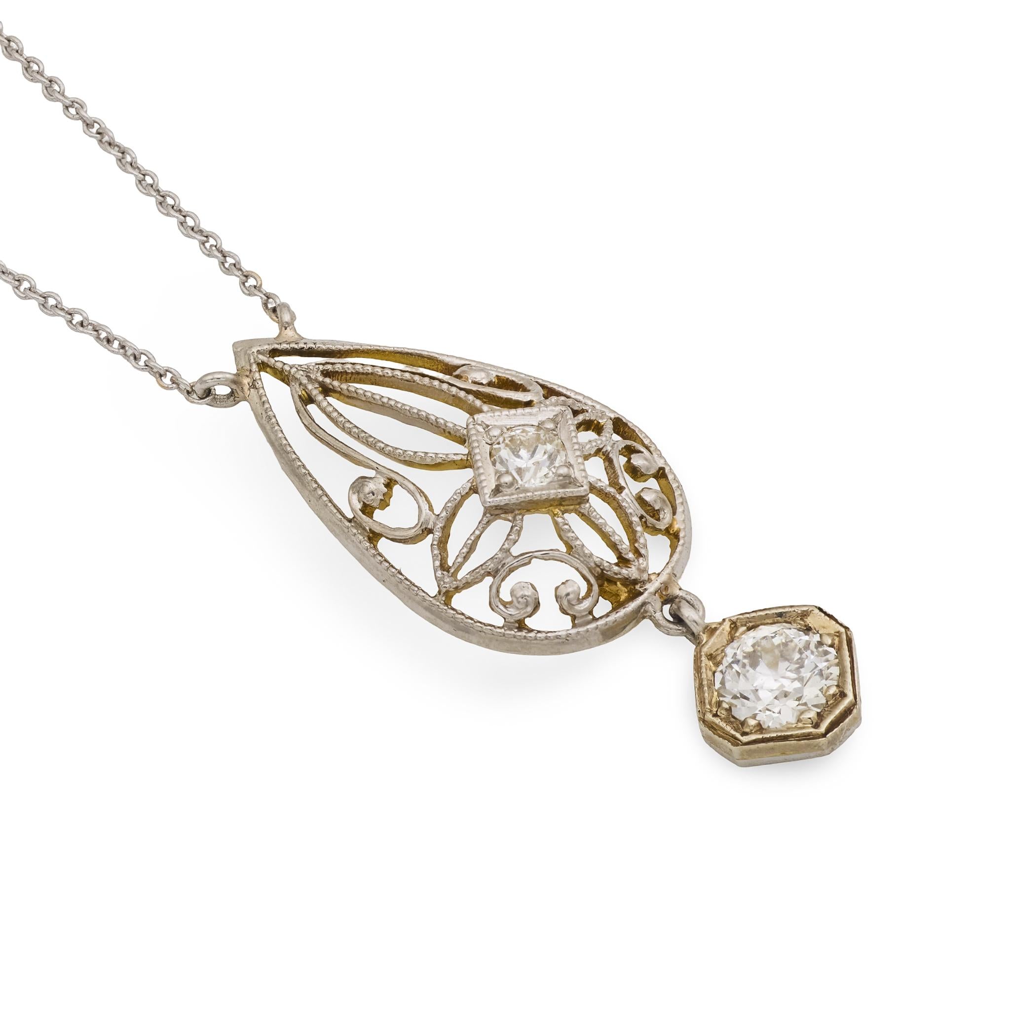 Victorian diamond 14k yellow gold necklace