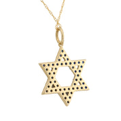 Vintage sapphire 14k yellow gold star of David necklace