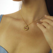 Victorian ruby 14k yellow and rose gold locket pendant necklace