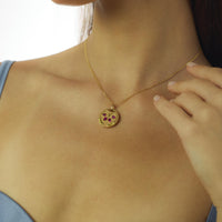 Victorian ruby 14k yellow and rose gold locket pendant necklace
