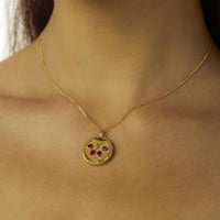 Victorian ruby 14k yellow and rose gold locket pendant necklace