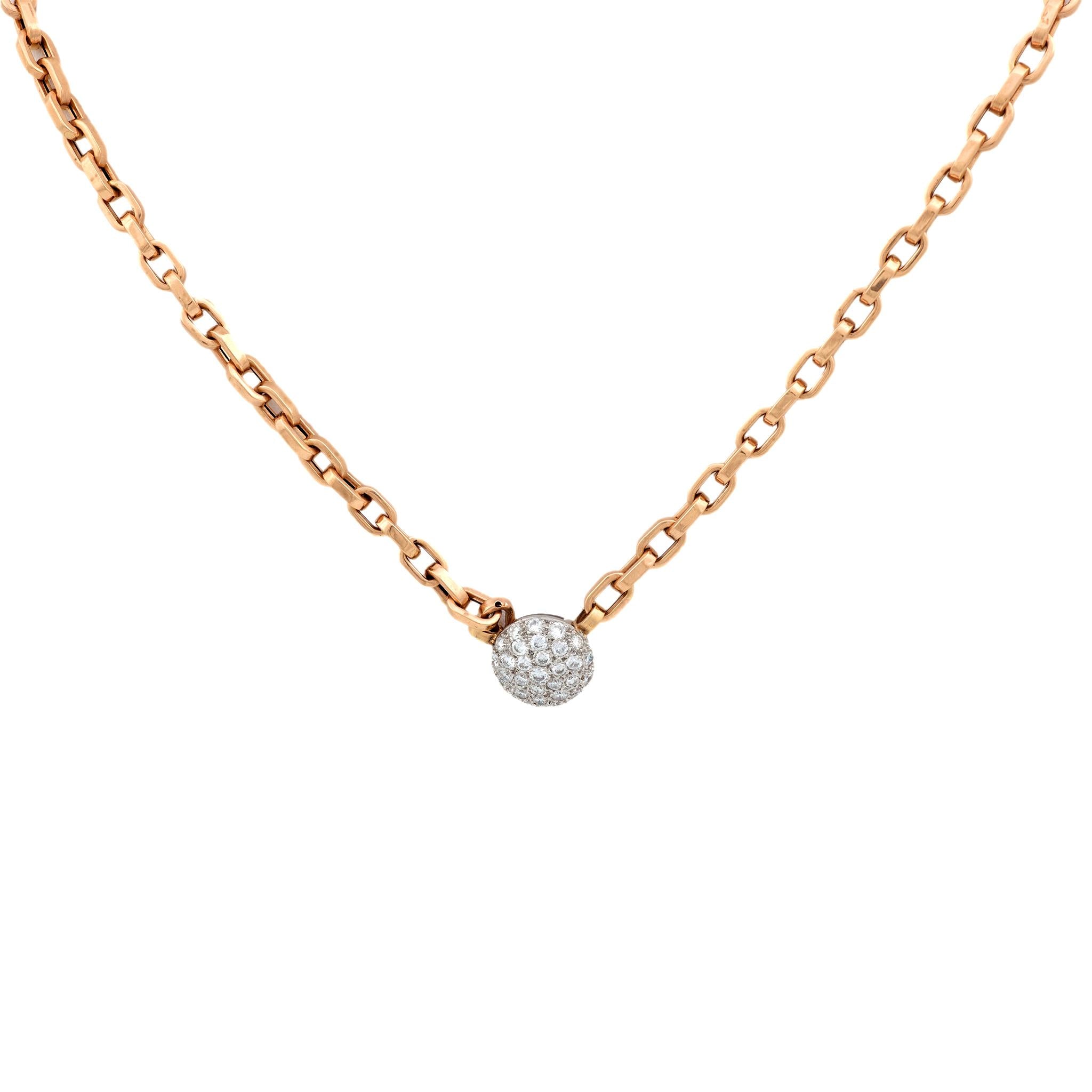 Vintage Italian diamond platinum 14k rose gold circular pendant necklace