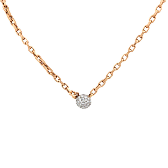 Vintage Italian diamond platinum 14k rose gold circular pendant necklace