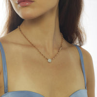 Vintage Italian diamond platinum 14k rose gold circular pendant necklace