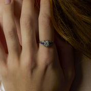 Art Deco 1 carat diamond sapphire platinum engagement ring