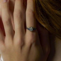 Art Deco 1 carat diamond sapphire platinum engagement ring