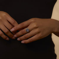 Retro 5.80 carat star sapphire diamond palladium cocktail ring