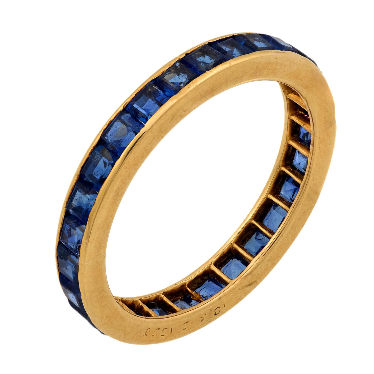 Vintage 2.30 carat total weight sapphire 18k yellow gold eternity band