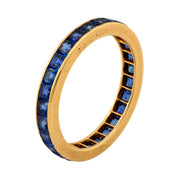 Vintage 2.30 carat total weight sapphire 18k yellow gold eternity band