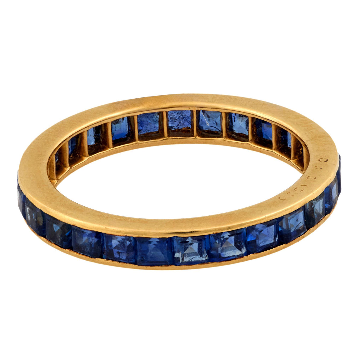 Vintage 2.30 carat total weight sapphire 18k yellow gold eternity band