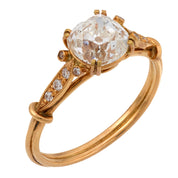 Modern GIA 1.51 carat old mine cut diamond 18k yellow gold engagement ring