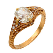 Modern GIA 1 carat old mine diamond 18k yellow gold engagement ring