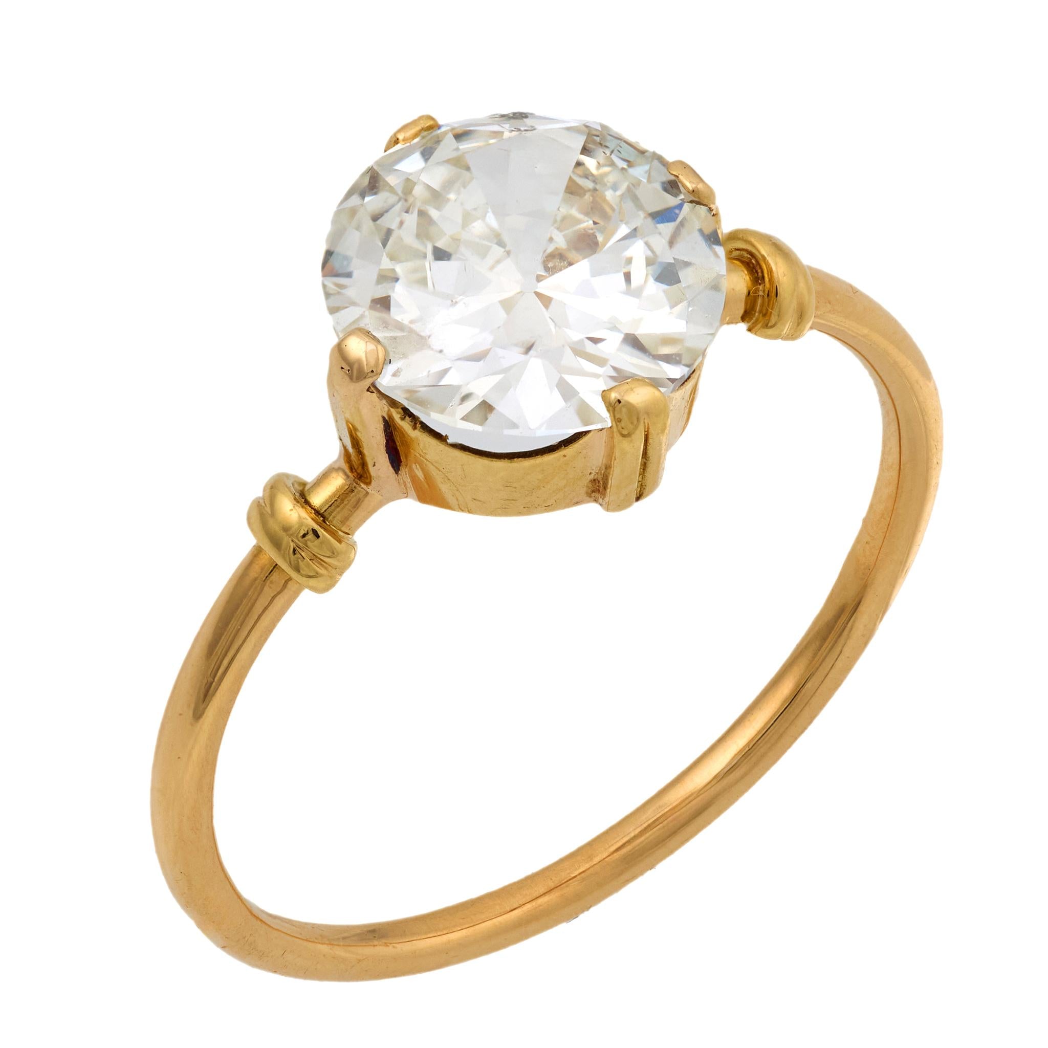 Victorian GIA 2.06 carat old European cut diamond 18k gold engagement ring