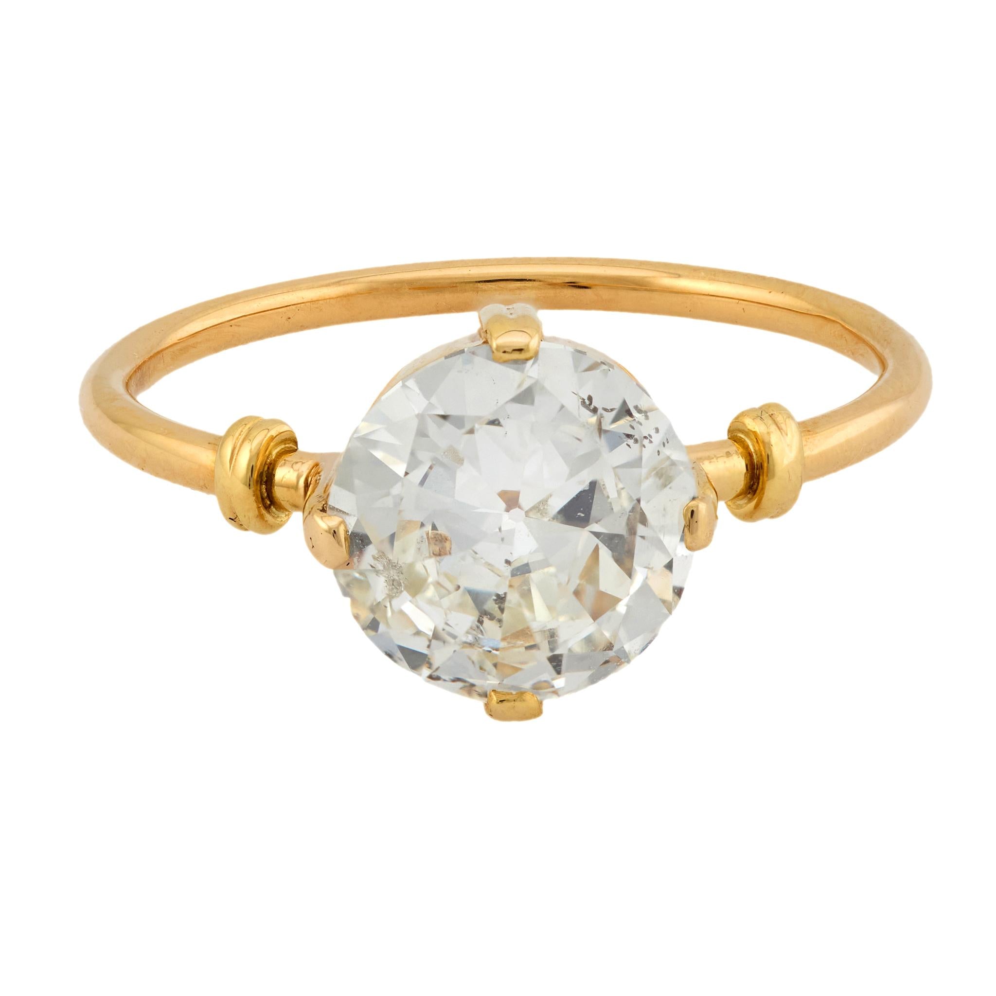 Victorian GIA 2.06 carat old European cut diamond 18k gold engagement ring